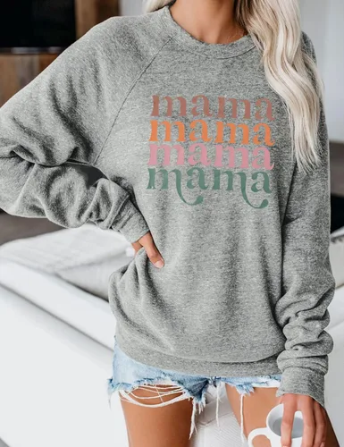 Vista 2 de Blooming Jelly Sudadera con cuello redondo y manga larga para mujer, con estampado de letras, estilo casual, con estampado de letras