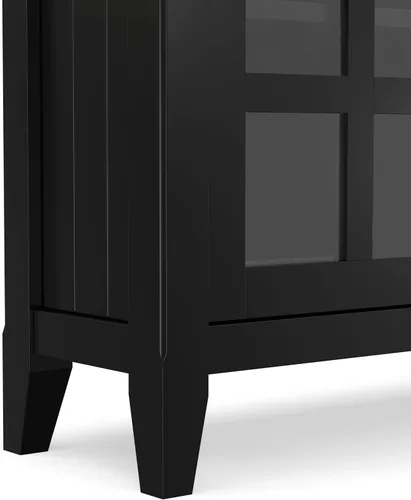 Vista 9 de SIMPLIHOME Acadian - Armario de madera maciza de 36" de ancho, color negro