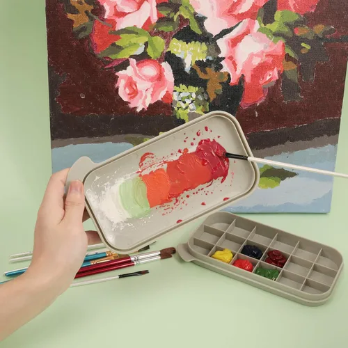 Vista 3 de MyLifeUNIT Limpiador de pinceles y delantal de artista con 10 bolsillos para pintura y manualidades