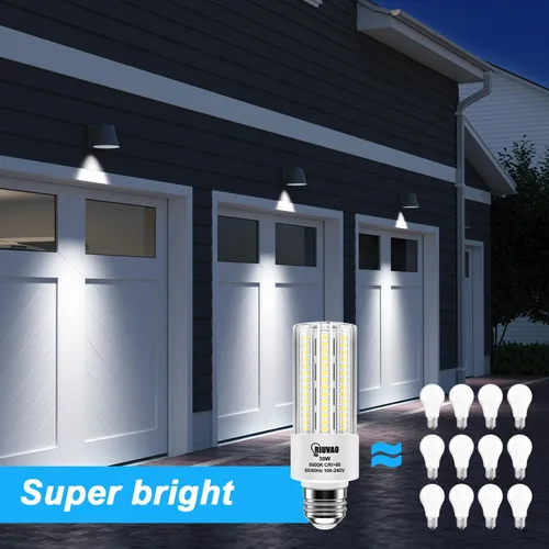Vista 5 de RIUVAO Paquete de 2 bombillas LED, equivalente a 250 W, 30 W, 3750 lúmenes, súper brillante, 5000 K, luz blanca fría, bombilla LED E26/E27, base