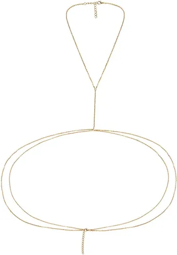 Vista 5 de Bestjybt cadena con colgante para la cintura y la panza y cuerpo. Dorada, sexy, para mujeres de diseño moderno. Collar con colgante playero