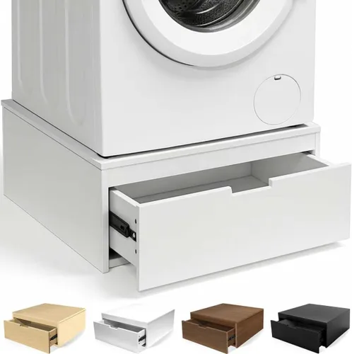 Vista 10 de Pedestal de lavandería con cajón de almacenamiento, pedestal de lavadora y secadora de alta resistencia de 27.5 pulgadas, ajuste universal, elevador