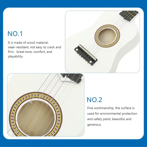 Vista 8 de Ciieeo 14ZI1812MUUIS1,21.1*6.9*2.4 in - 21 guitarras acústicas pequeñas, guitarra acústica clásica con cuerda de púa para principiantes, niños
