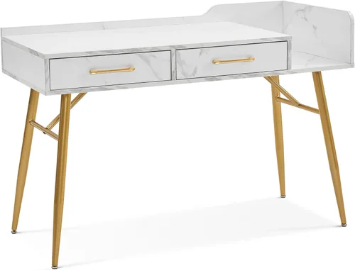 Vista 8 de ivinta Escritorio para computadora, mesa moderna de oficina en casa de 47 pulgadas con almacenamiento, escritorio para computadora portátil con 2