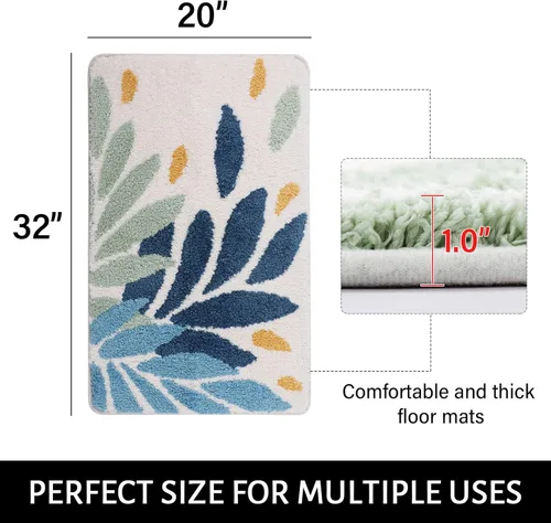 Vista 2 de Tiita Tapete para interiores, tapete para puerta delantera y trasera, lavable a máquina, suave, tapete de baño para entrada, 32 x 20 pulgadas, hojas