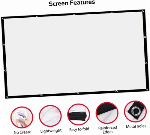 Vista 3 de BESPORTBLE Portable Foldable Projector Screen HD Projection Movie Screen for Open-Air Theater Home Theater Classroom Office Conference Presentations