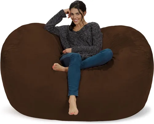 Vista 24 de Silla de saco puf Chill Sack: Bolso de muebles de espuma viscoelástica de 6 pies y tumbona grande – Sofá grande con funda de microfibra suave - Negro