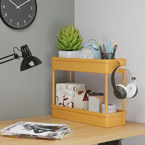 Vista 6 de Organizador de almacenamiento para debajo del fregadero, cesta de almacenamiento de 2 niveles para debajo del baño, carrito de almacenamiento