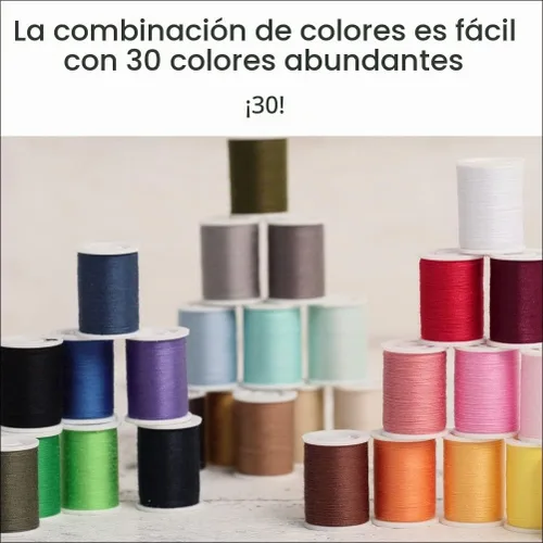 Vista 3 de Leonis Hilos de coser de poliéster para todo uso, 30 colores, 100 m / 110 yardas cada uno [ 93012 ]