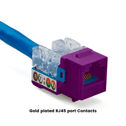Vista 38 de TRUE CABLE Conector Keystone Cat5e, sin blindaje (UTP), perforado de 90 grados, PoE++ (4PPoE) 100W, certificación UL, verificado ETL, certificado