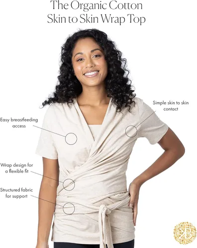 Vista 2 de Kindred Bravely Top envolvente de algodón orgánico de piel a piel Camisa canguro para mamá y bebé
