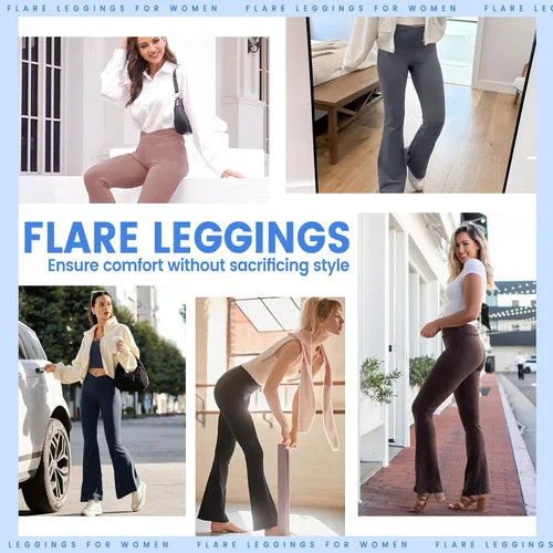 Vista 4 de GAYHAY Leggings acampanados para mujer, con bolsillos, pantalones de yoga cruzados, cintura alta, control de abdomen, corte de bota, leggings