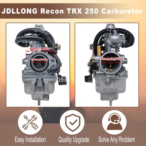 Vista 2 de Carburador Recon 250 apto para Honda TRX 250 Recon250 TRX250TM TRX250TE ATV Carb con filtro de aire y llave de combustible