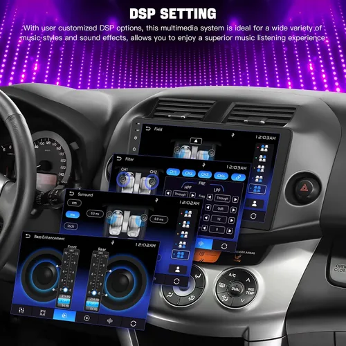 Vista 7 de Estéreo de radio de coche para Toyota RAV4 2007-2012 sin sistema de sonido JBLB, compatible con Carplay inalámbrico/Android Auto/Mirrorlink