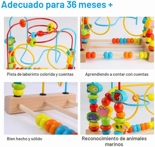 Vista 4 de Timy Primera montaña rusa con cuentas de madera, juguete educativo circular para niños pequeños Juguete de círculo educativo de madera para niños