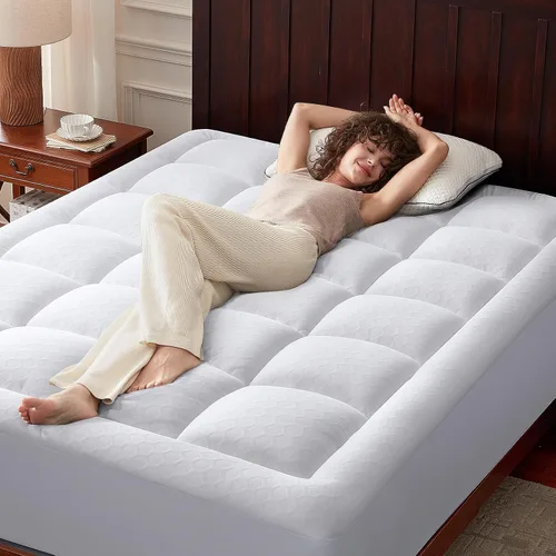 Vista 9 de Anluoer - Cubrecolchón de espuma viscoelástica para cama individual para dolor de espalda, protector de colchón con relleno alternativo tipo