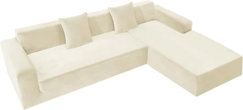 Vista 9 de ZNSAYOTX Fundas para sofá modular de terciopelo suave, fundas de felpa de lujo con parte inferior elástica para sofá modular en forma de L, 2