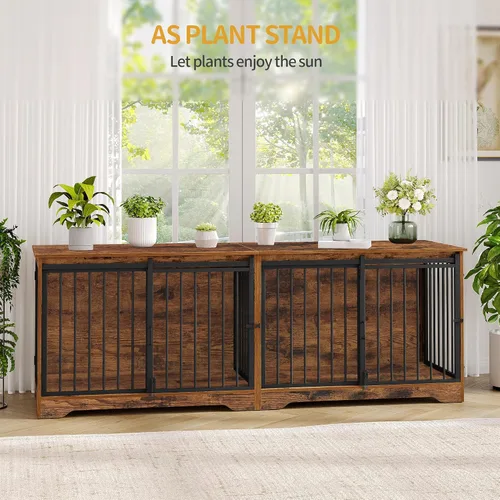 Vista 8 de Hzuaneri Mueble Jaula para Perros de 78" para 2 Perros, Jaula Doble para Perros con Divisor, Perrera de Madera Resistente para Perros, Jaula