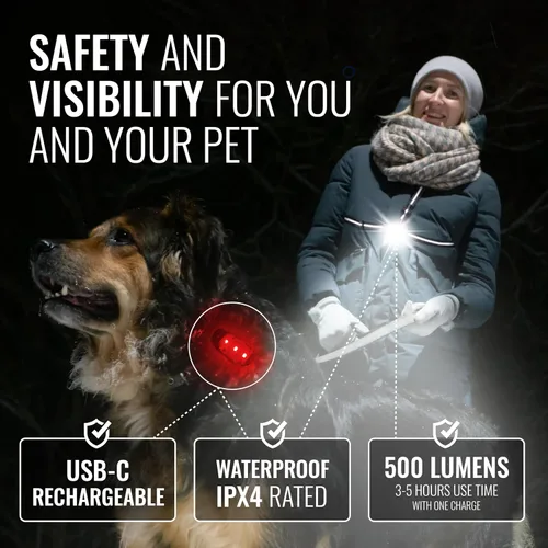 Vista 2 de Avanto Luz de Pecho con (2) Luces de Seguridad LED de Clip para Paseos de Perro, Caminatas Nocturnas, Ciclismo Equipo Reflectante para Caminatas