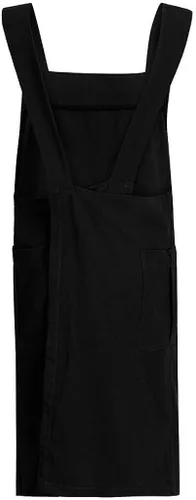 Vista 7 de XUNRYAN Delantal de lino de algodón para mujer, delantal cruzado en la espalda, vestido para hornear, cocinar, jardinería, trabajo, vestido