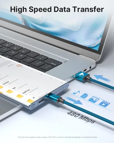 Vista 4 de Aioneus Cable USB A a USB C, paquete de 3 unidades de 3 pies, cable de carga USB C trenzado duradero de carga rápida, cable de carga tipo C