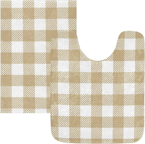 Vista 14 de Tapete de baño a cuadros de tablero de ajedrez, suave, absorbente, lavable, tapete de baño para piso de baño, tapete de baño antideslizante