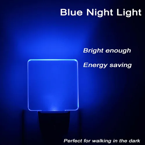 Vista 5 de Paquete de 2 luces nocturnas LED enchufables de 0.5 W con sensor de atardecer a amanecer, color azul