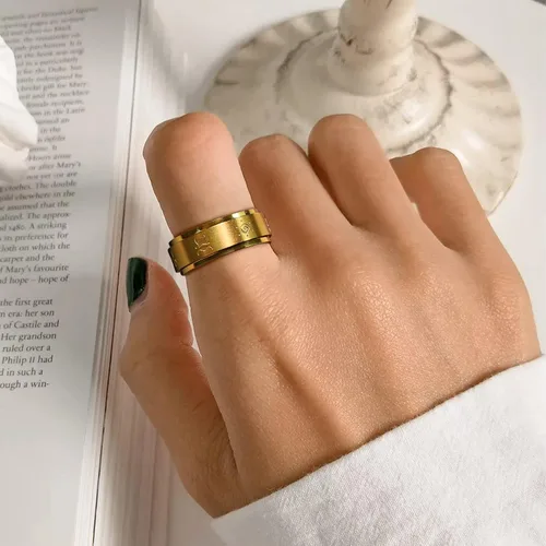 Vista 3 de U7 Rhinestone Eye of Horus Ring, Ankh Cross Rng, Stainless SteelBlack18K Gold Plated Egypt Rings, Protection Rings for Men Women Size 7-14