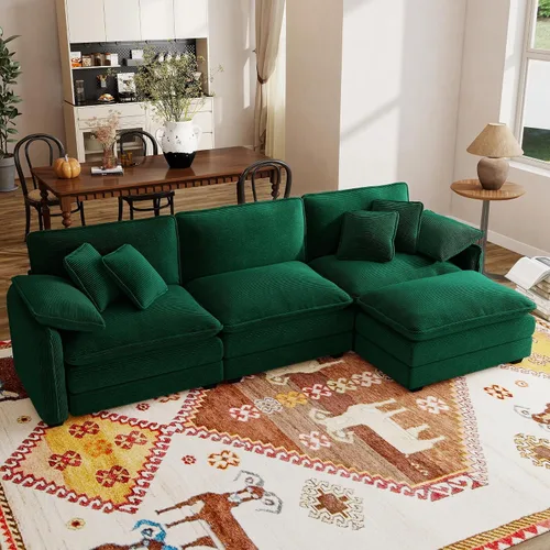 Vista 29 de Sofá modular de 81 pulgadas con 2 otomanas, sofá modular de 2 asientos, sofá seccional pequeño para sala de estar
