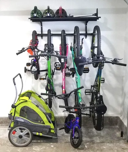 Vista 7 de StoreYourBoard Estante de almacenamiento para bicicletas con estante – Estante de almacenamiento de bicicletas de garaje resistente para 5