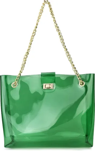Vista 8 de Bolso tote de cadena transparente multifunción con bloqueo de giro para mujer