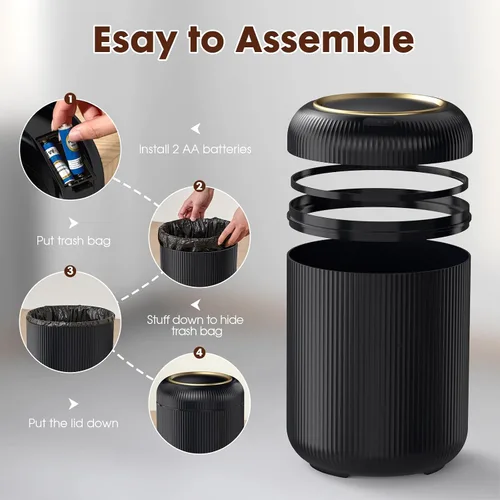 Vista 5 de Procade - Basurero automático sin contacto para baño, cubo de basura con sensor de movimiento, basurero inteligente de 3 galones / 11 L para oficina