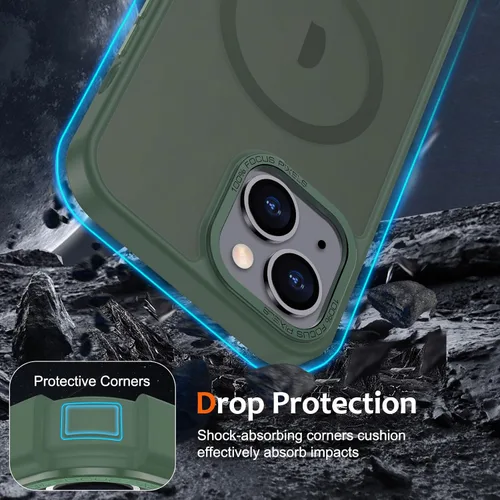 Vista 1371 de Anuck - Funda magnética para iPhone 11 compatible con MagSafe, carcasa trasera mate translúcida dura, borde de TPU, delgada, resistente a impactos