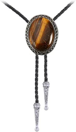 Vista 358 de Jeilwiy Corbata de bolo para hombre, corbata de vaquero occidental, collar de corbata de bolo dorado, corbata de cuero, corbata de Halloween