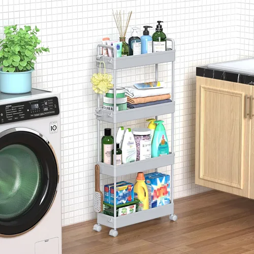 Vista 11 de SOLEJAZZ Carrito de Almacenamiento Delgado con Ruedas de 3 Niveles, Organizador de Almacenamiento Estrecho para Baño, Organizador de Utilidades
