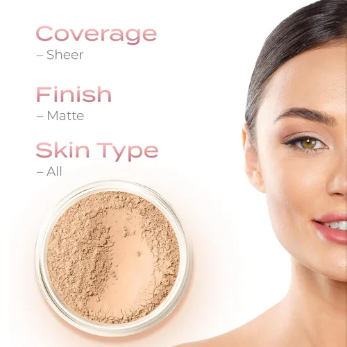 Vista 6 de SweetFace Minerals - Polvo de ajuste de arroz ligero (20 gms), polvo fijador difuminante, maquillaje en polvo suelto, polvo facial compacto, polvo