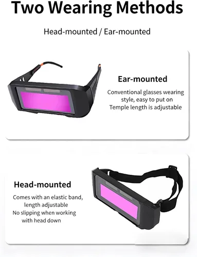 Vista 4 de LuFOX Gafas de soldadura de oscurecimiento automático Gafas de soldadura de protección ocular de seguridad con correa elástica para soldador