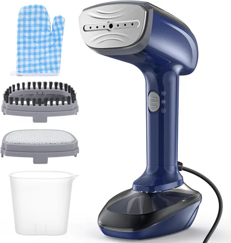 Vista 10 de Vaporizador de tela portátil potente - 1800W con placa de calentamiento rápido de cerámica, planchado y removedor de arrugas 2 en 1, boquilla
