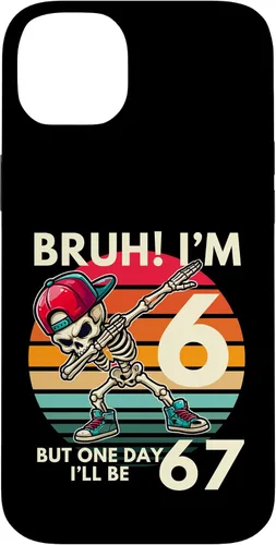 Vista 15 de Bruh I'm 6 But One-Day I'll Be 67 Retro 6th Birthday Kids Case for iPhone XR