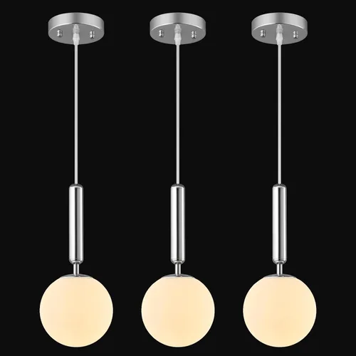 Vista 36 de Lámpara Colgante Negra Moderna Accesorio de Luz Colgante para Isla de Cocina de Mediados de Siglo con Lámpara Colgante de Globo Iluminación Colgante
