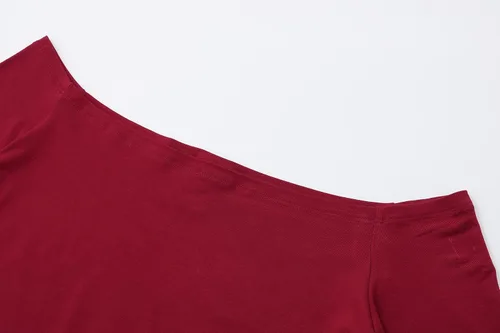 Vista 5 de OThread & Co. Blusa corta de manga larga con hombros descubiertos para mujer, cómoda, básica, con capa elástica