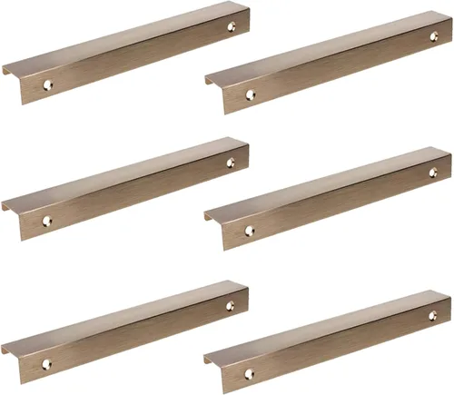 Vista 6 de Tiradores negros de 3.94 pulgadas para gabinete, 6 unidades, espacio entre agujeros de 2.52 pulgadas, tiradores de borde de aleación de aluminio