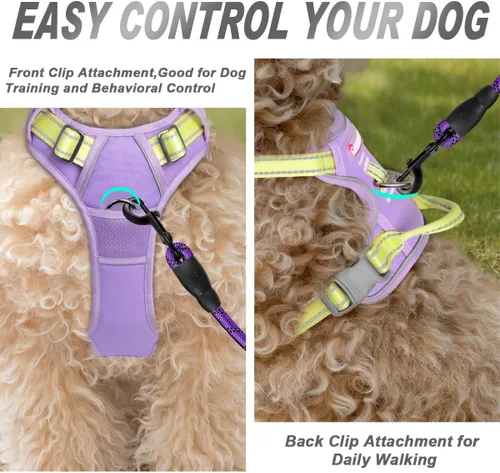 Vista 65 de BARKBAY - Arnés para perro sin tirones con clip frontal, material resistente y reflectante, asa de fácil control para pasear perros grandes