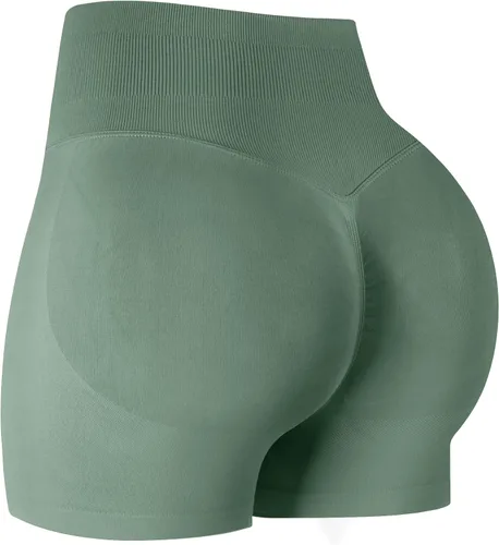 Vista 29 de ATHVOTAR Pantalones cortos de gimnasio para entrenamiento para mujeres, cintura alta sin costuras que levantan y fruncen los glúteos, pantalones