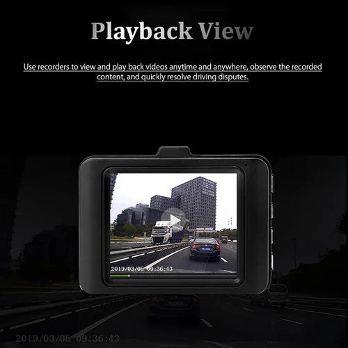 Vista 5 de Dash Cam, cámara de tablero inteligente de 1080P, cámara frontal y trasera con detección de movimiento, grabación en bucle, sensor G, modo