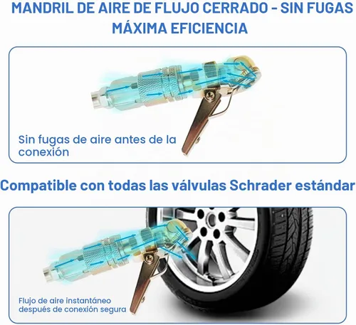 Vista 5 de 2 mandriles de aire con bloqueo NPT de 1/4 de pulgada, portabrocas de aire con clip de conexión rápida para neumáticos, boquilla de inflado
