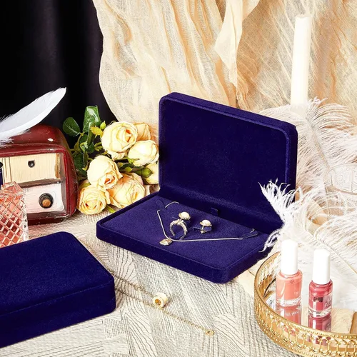 Vista 3 de Juego de joyas grande de 6 piezas, collar y anillo de pendiente, caja de regalo de franela, caja de regalo de joyería, caja de joyería para viajar