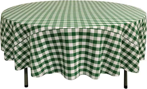 Vista 14 de Mantel LA Linen, redondo, a cuadros, polivinílico, 51 pulgadas.