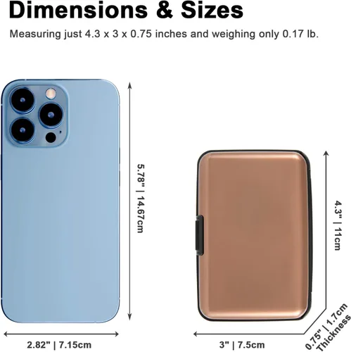 Vista 56 de Soporte para tarjetas de crédito, cartera metálica con bloqueo RFID para tarjetas de identificación para mujeres y hombres, funda rígida de aluminio
