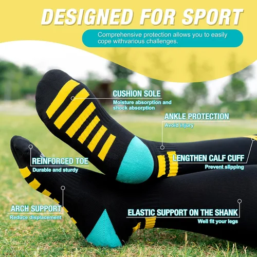 Vista 4 de Time May Tell Calcetines de fútbol, béisbol, sóftbol, para jóvenes y adultos, multideporte, hasta la rodilla, calcetines de fútbol
